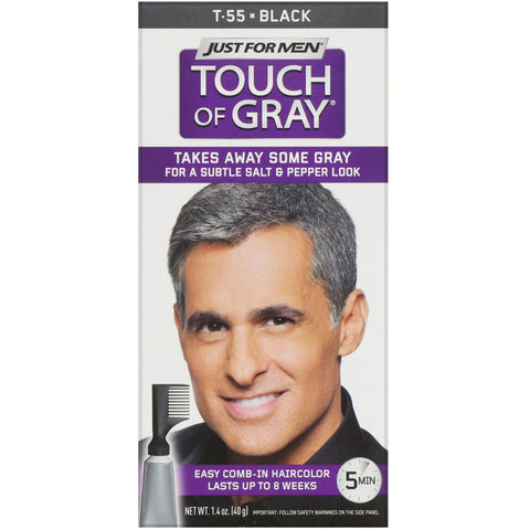 Just for Men, Touch of Gray, Comb-In Hair Color, Black T-55, 1.4 oz (40 g)