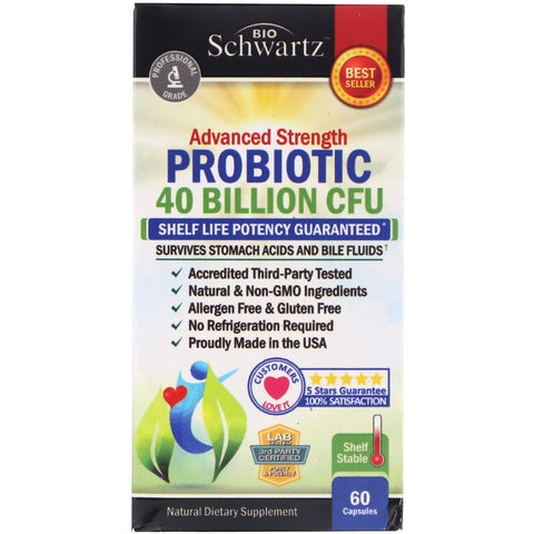 BioSchwartz, Advanced Strength Probiotic, 40 Billion CFU, 60 Capsules