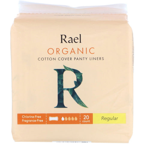 Rael, Organic Cotton Cover Panty Liners, Regular, 20 Count