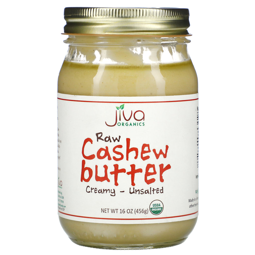 Jiva Organics, Raw Cashew Butter, Creamy - Unsalted, 16 oz (456 g)