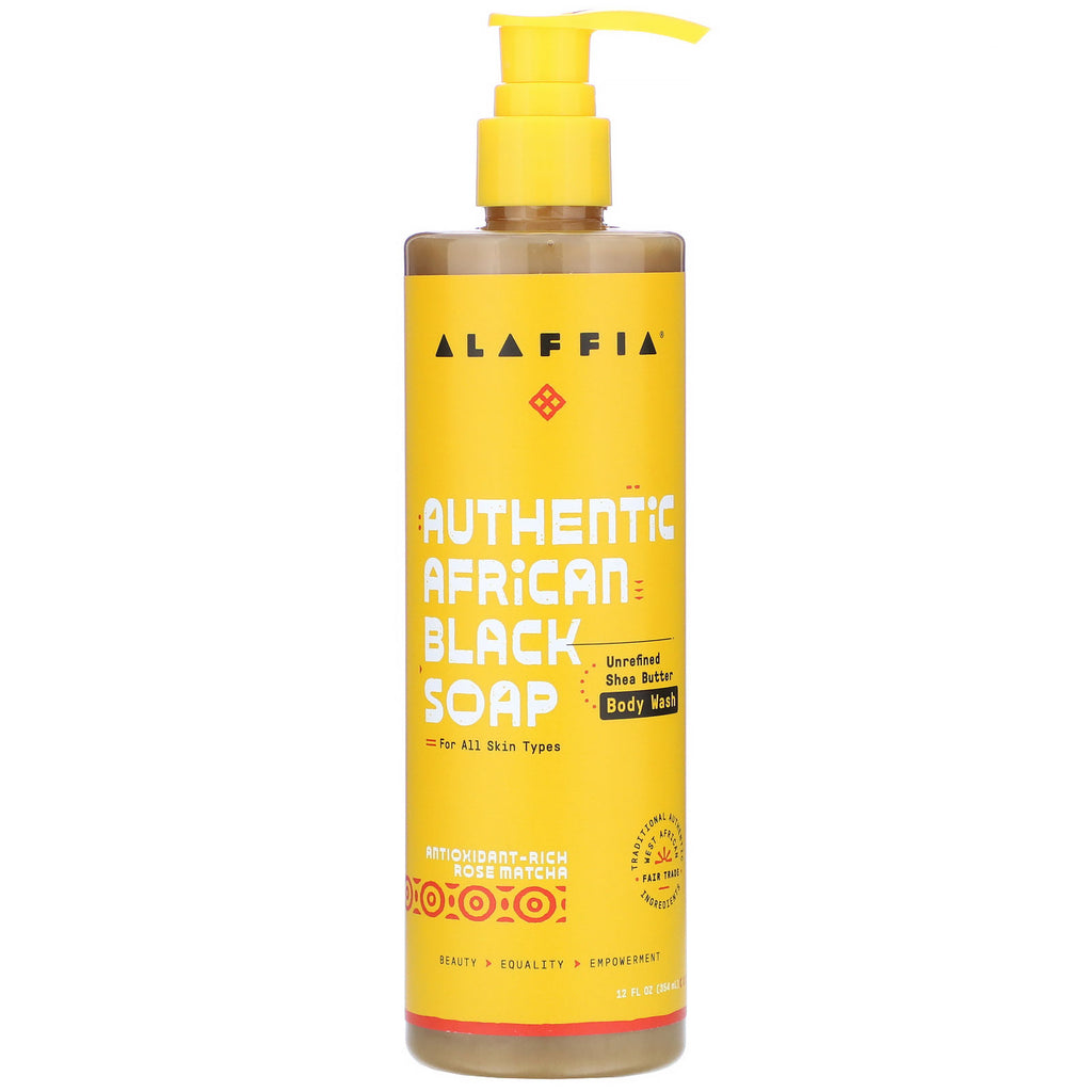 Alaffia, Authentic African Black Soap Body Wash, Rose Matcha, 12 fl oz (354 ml)