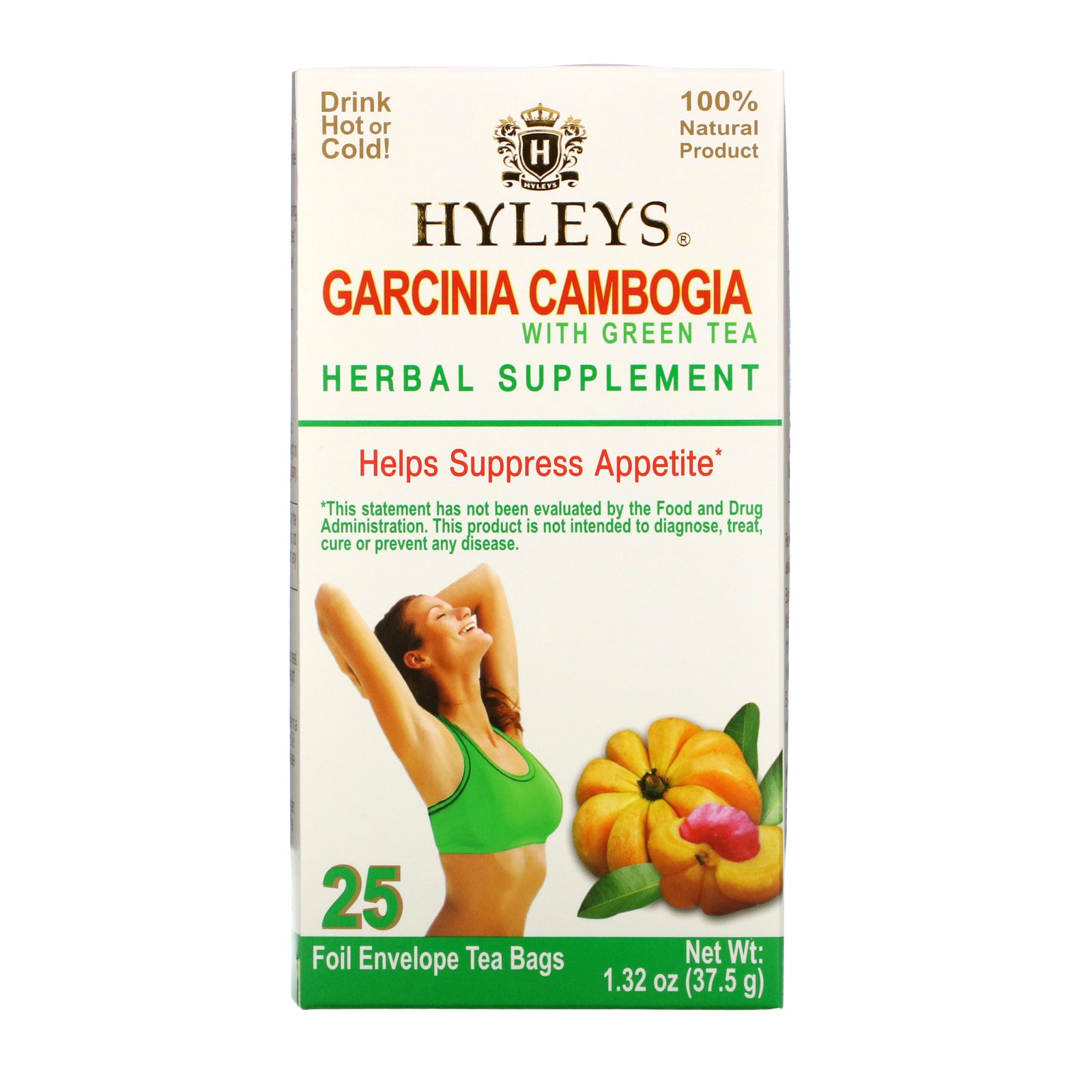 Hyleys Tea, Garcinia Cambogia with Green Tea, 25 Foil Envelope Tea Bags, 1.32 oz (37.5 g)