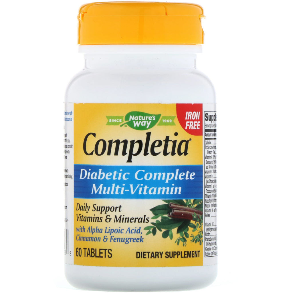 Nature's Way, Completia, Diabetic Complete Multi-Vitamin, Iron Free, 60 Tablets