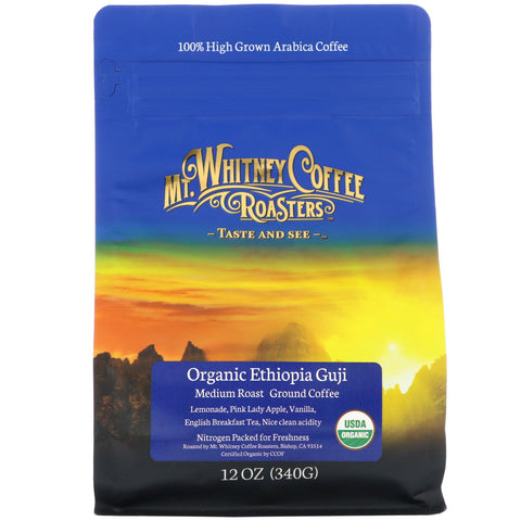 Mt. Whitney Coffee Roasters, Organic Ethiopia Guji, Medium Roast, Ground Coffee, 12 oz (340 g)