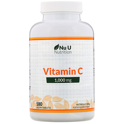 Nu U Nutrition, Vitamin C, 1,000 mg, 180 Vegan Tablets