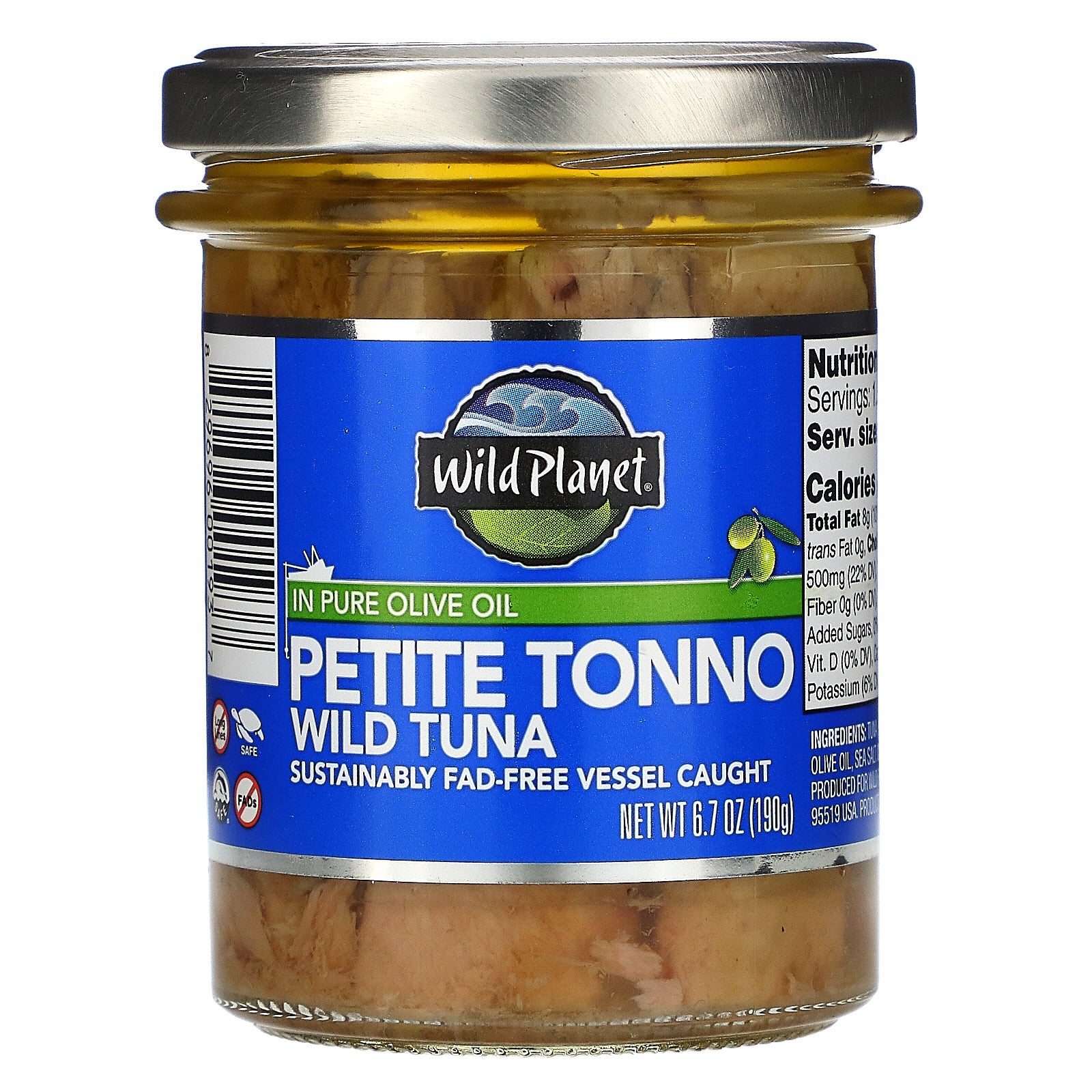 Wild Planet, Petite Tonno Wild Tuna in Pure Olive Oil, 6.7 oz (190 g)