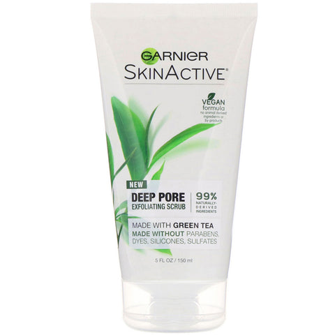 Garnier, SkinActive, Deep Pore Exfoliating Scrub with Green Tea, 5 fl oz (150 ml)