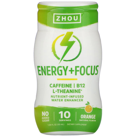 Zhou Nutrition, Energy + Focus, Nutrient-Infused Water Enhancer, Orange, 1.69 fl oz (50 ml)