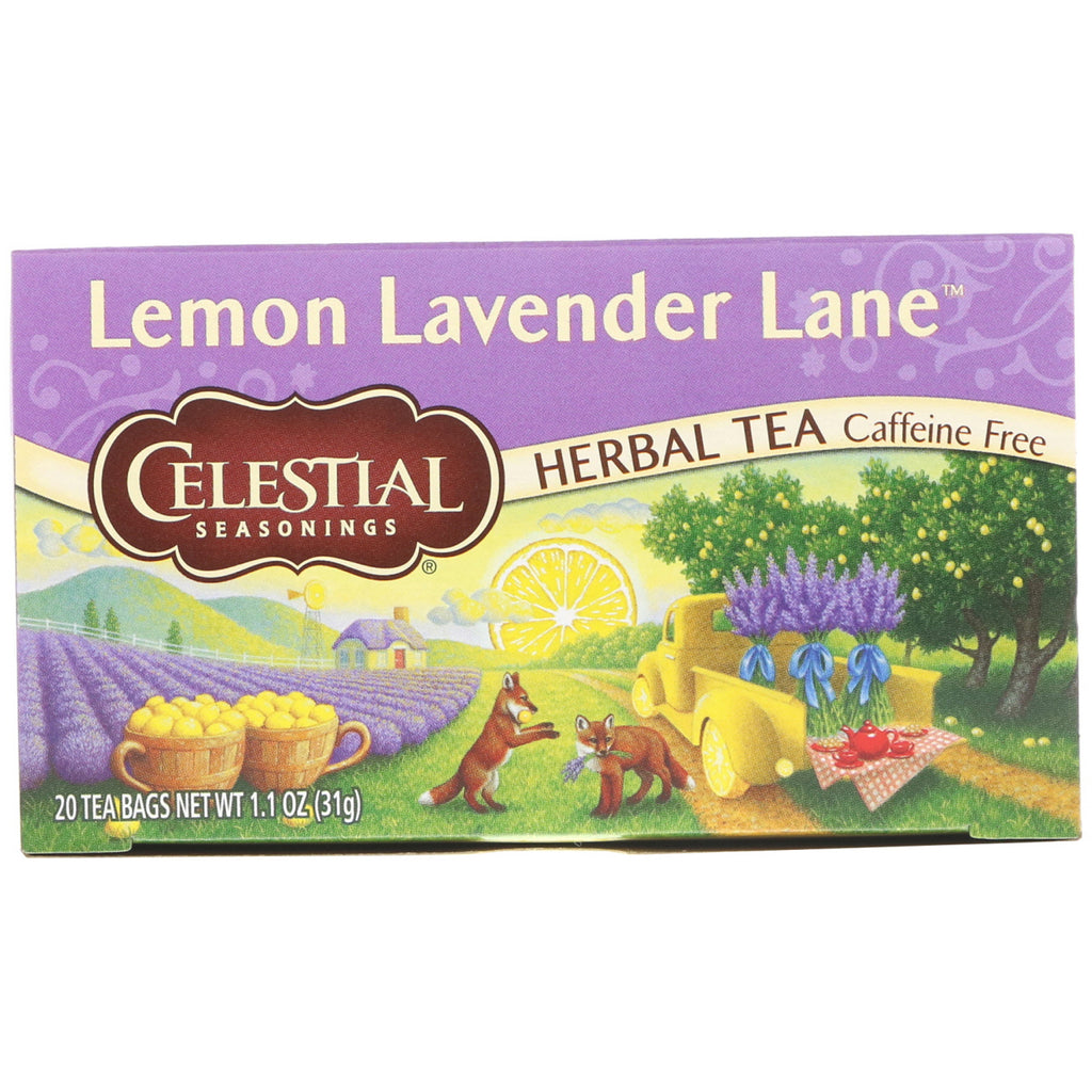 Celestial Seasonings, Herbal Tea, Lemon Lavender Lane, Caffeine Free, 20 Tea Bags, 1.1 oz (31 g)