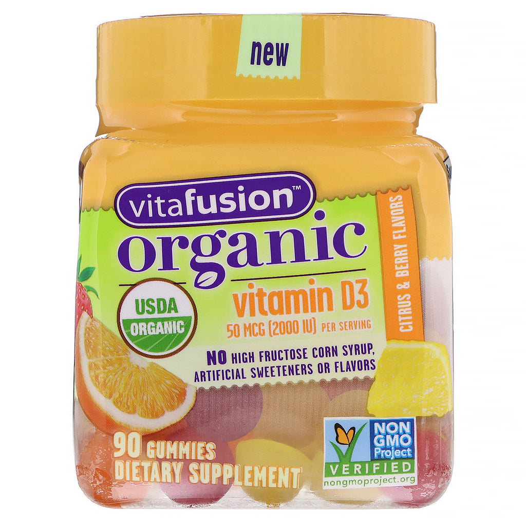 VitaFusion, Organic Vitamin D3, Citrus & Berry, 50 mcg (2000 IU), 90 Gummies