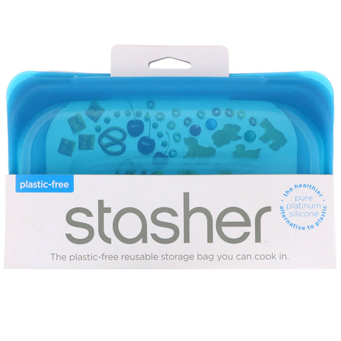 Stasher, Reusable Silicone Food Bag, Snack Size Small, Blue, 9.9 fl oz (293.5 ml)