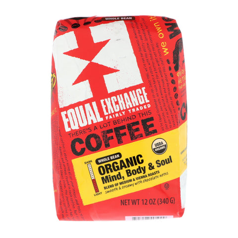 Equal Exchange, Organic, Coffee, Mind Body & Soul, Whole Bean, 12 oz (340 g)