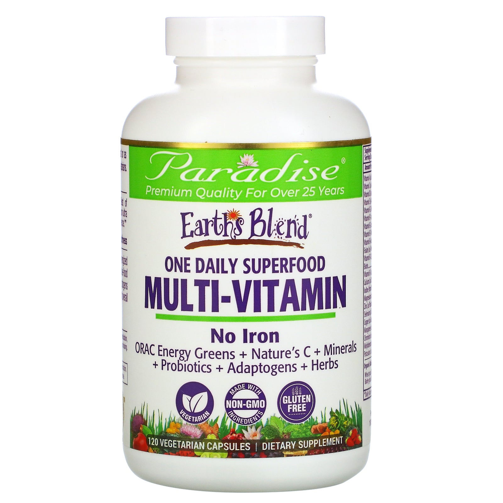 Paradise Herbs, Earth's Blend, One Daily Superfood Multi-Vitamin, 120 Vegetarian Capsules