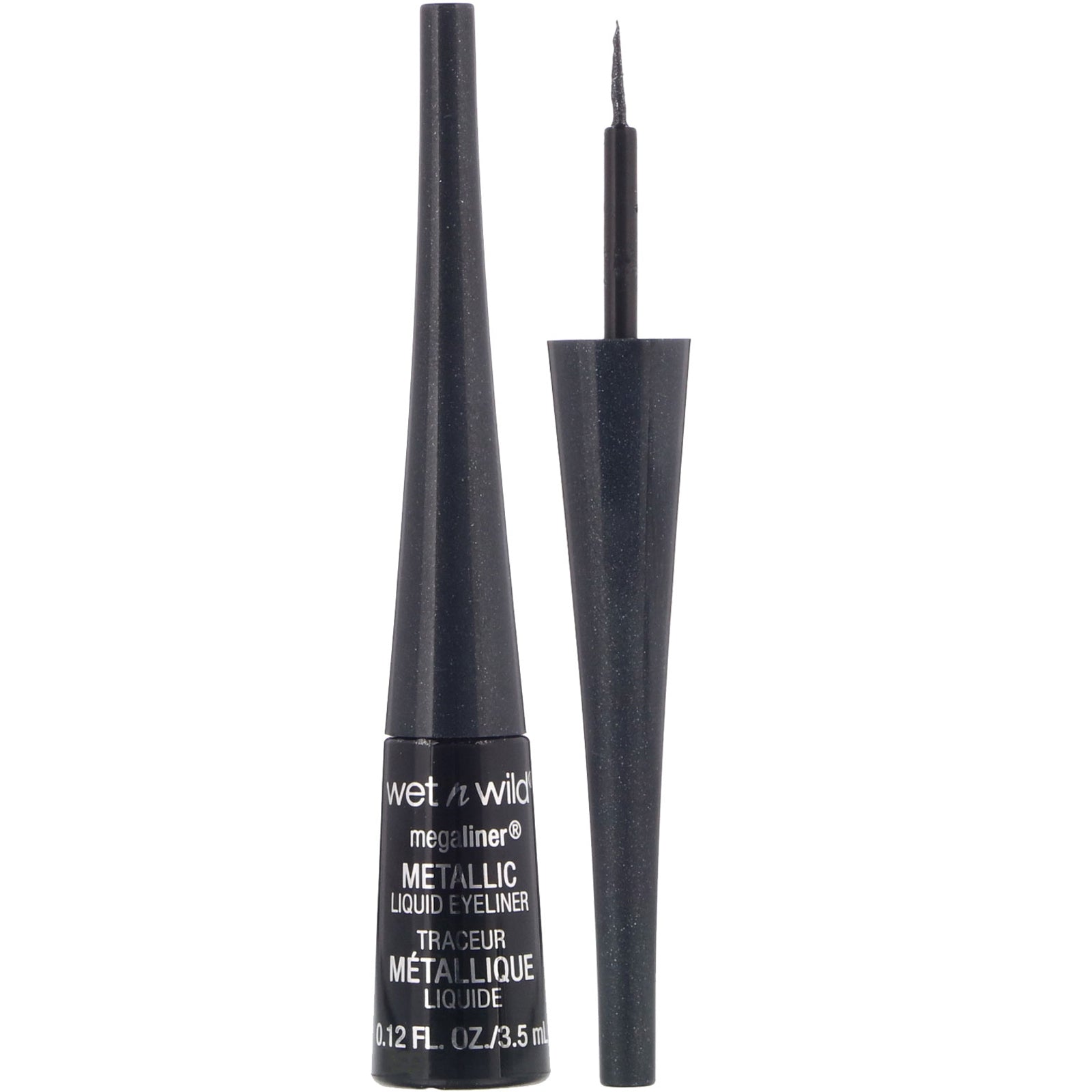 Wet n Wild, MegaLiner Metallic Liquid Eyeliner, Cosmic Black, 0.12 fl oz (3.5 ml)