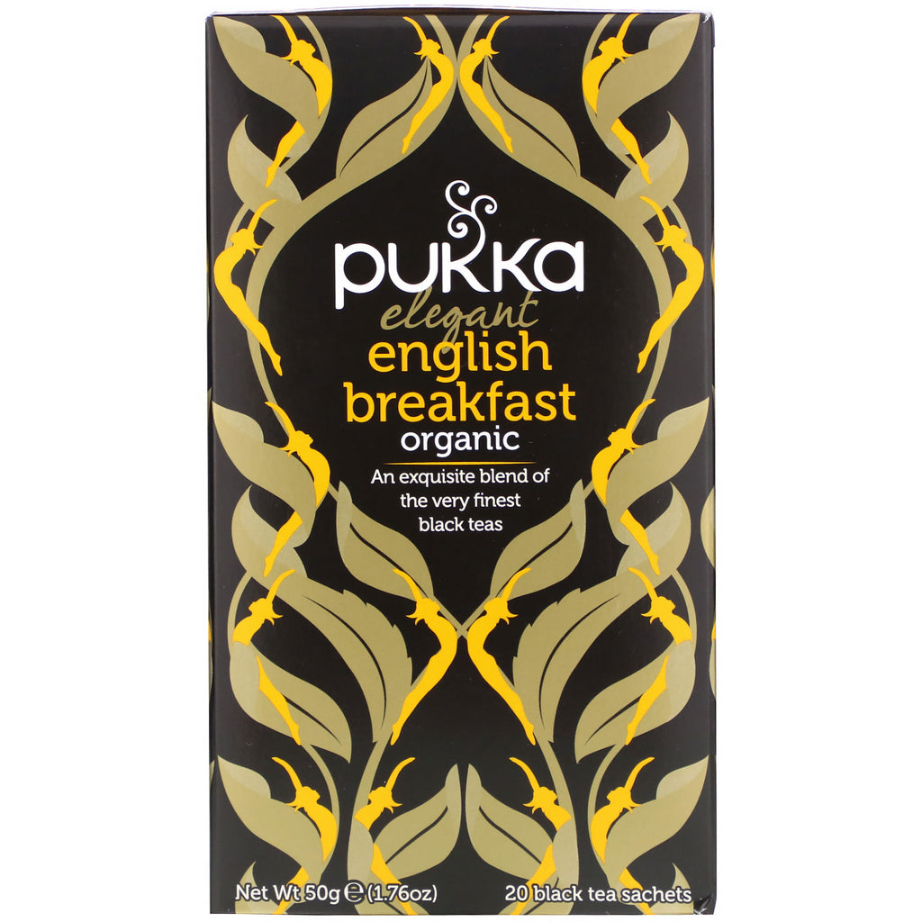 Pukka Herbs, Organic Elegant English Breakfast, 20 Black Tea Sachets, 1.76 oz (50 g)