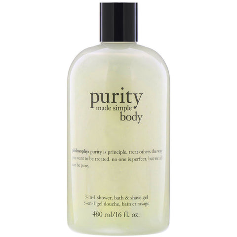 Philosophy, Purity Made Simple, Body 3-in-1 Shower, Bath & Shave Gel, 16 fl oz (480 ml)