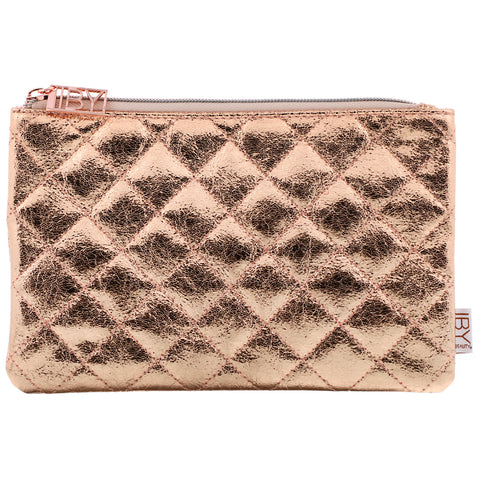 IBY Beauty, Rose Gold Quilted Makeup Bag, 1 Bag