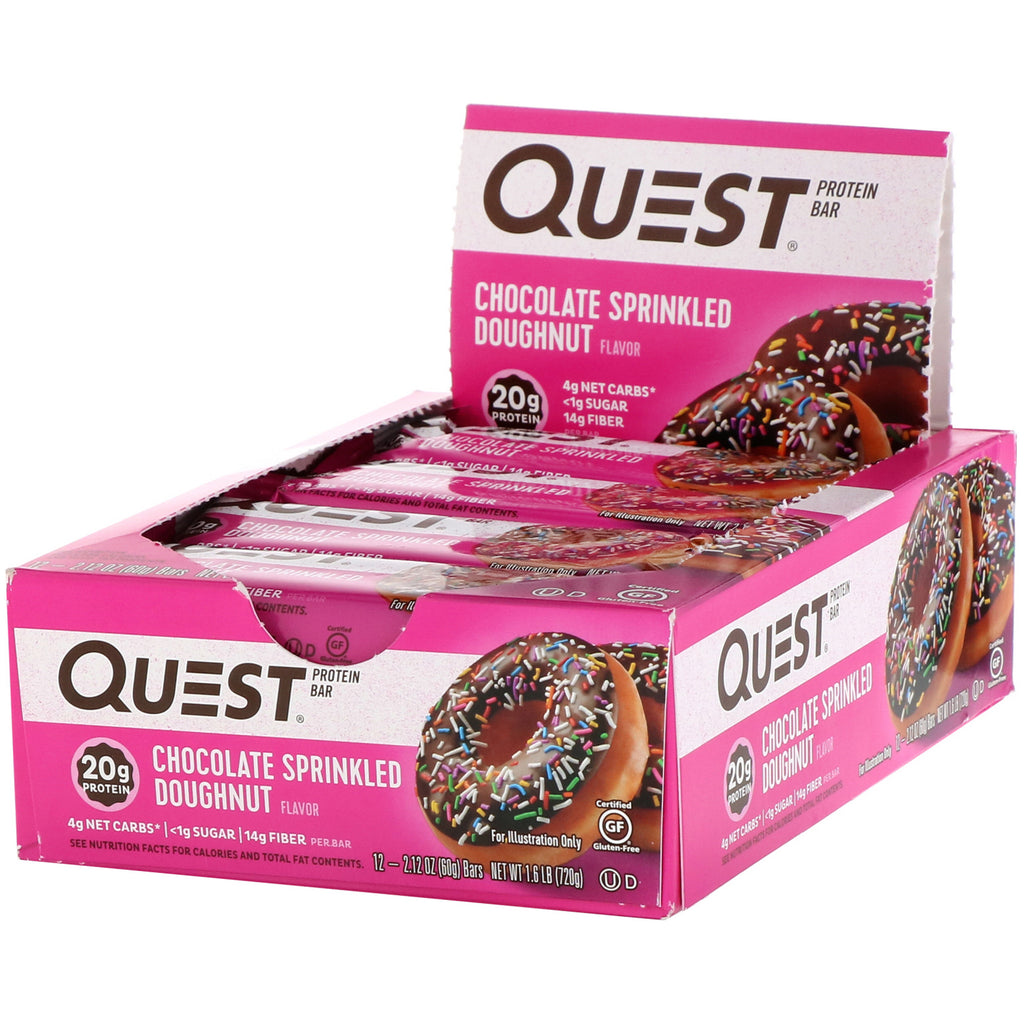 Quest Nutrition, Protein Bar, Chocolate Sprinkled Doughnut, 12 Bars, 2.12 oz (60 g) Each