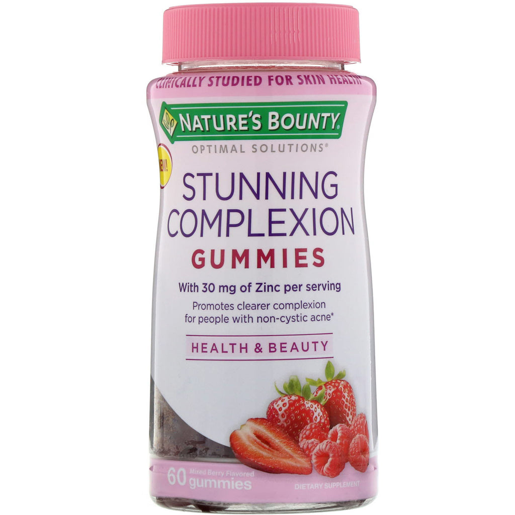 Nature's Bounty, Optimal Solutions, Stunning Complexion, Mixed Berry Flavored, 60 Gummies