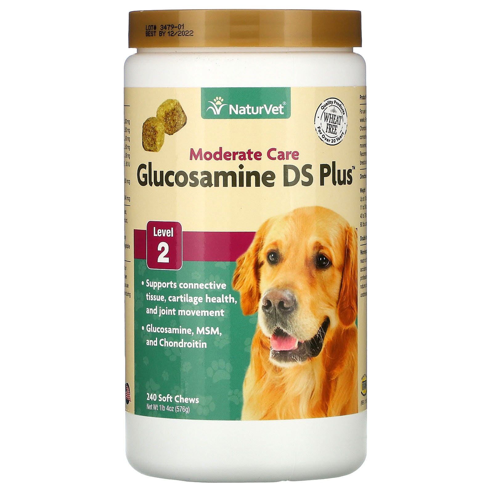 NaturVet, Glucosamine DS Plus, Moderate Care, Level 2, 240 Soft Chews, 1 lb 4 oz (576 g)