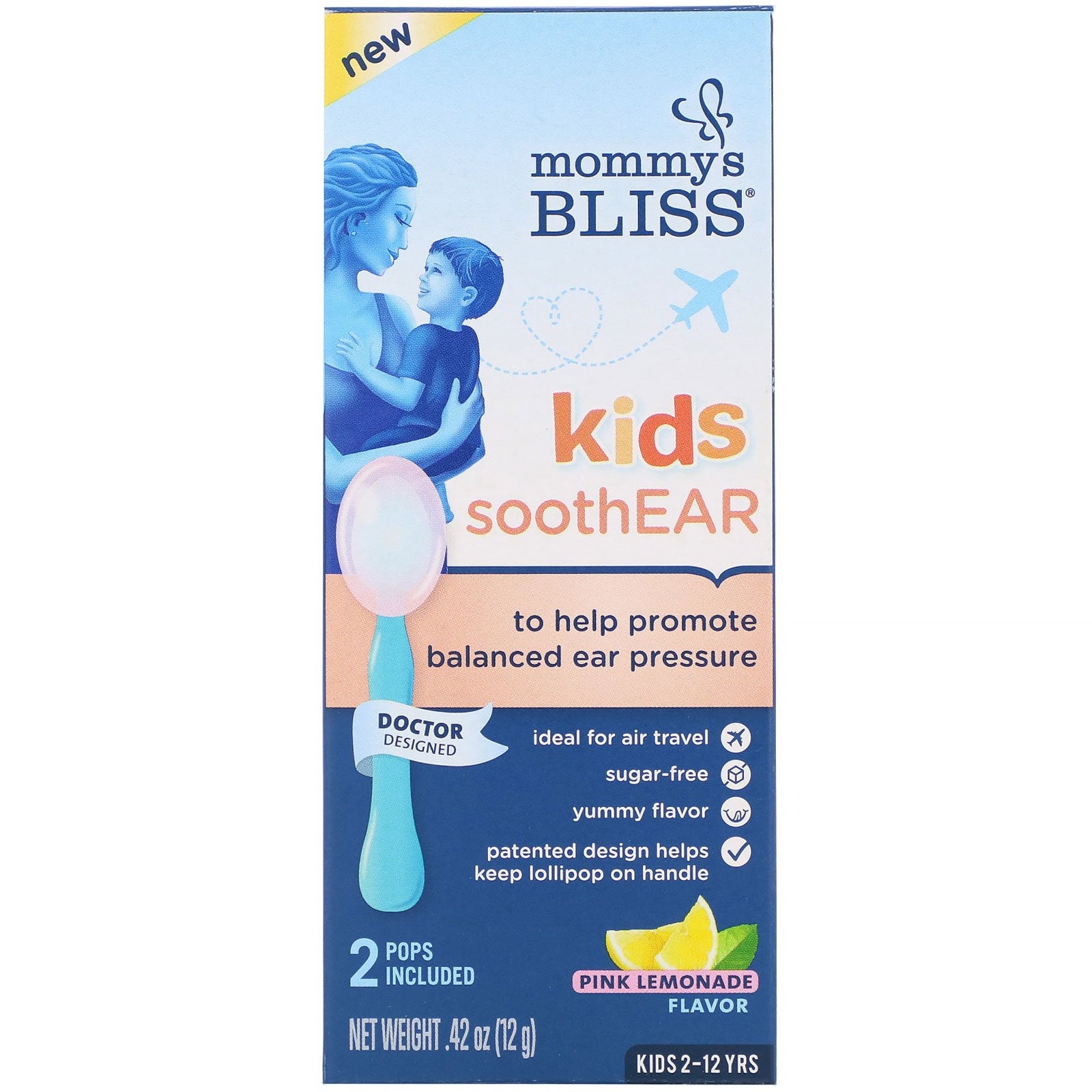 Mommy's Bliss, Kids, SoothEAR, Pink Lemonade, 2 Pops