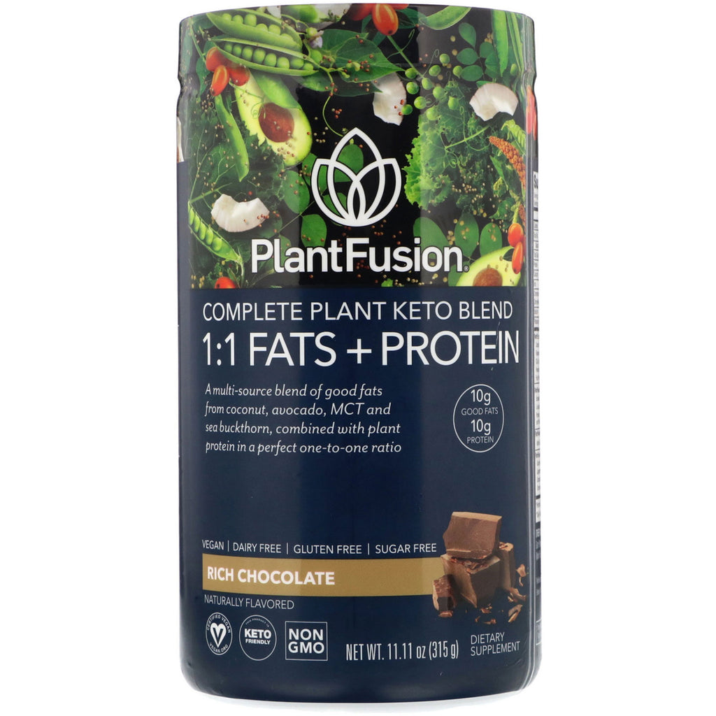 PlantFusion, Complete Plant Keto Blend, 1:1 Fats + Protein, Rich Chocolate, 11.11 oz (315 g)