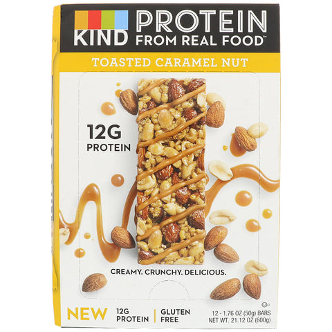 KIND Bars, Protein Bars, Toasted Caramel Nut, 12 Bars, 1.76 oz (50 g) Each