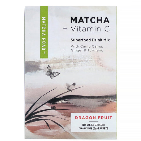 Matcha Road, Matcha + Vitamin C,  Superfood Drink Mix, Dragonfruit, 10 Packets, 0.18 oz (5 g) Each