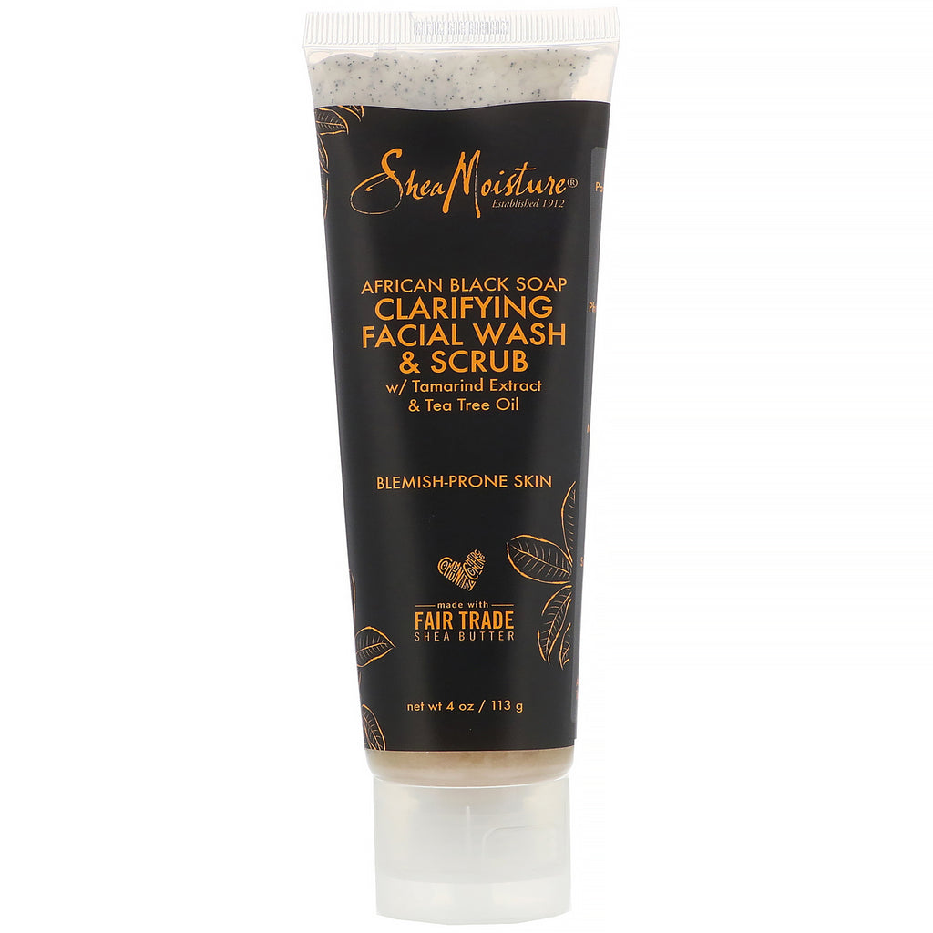 SheaMoisture, Clarifying Facial Wash & Scrub, African Black Soap,  4 oz (113 g)