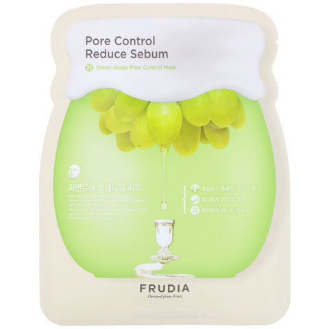 Frudia, Pore Control Reduce Sebum, Green Grape Pore Control Mask, 5 Sheets, 0.91 oz (27 ml) Each