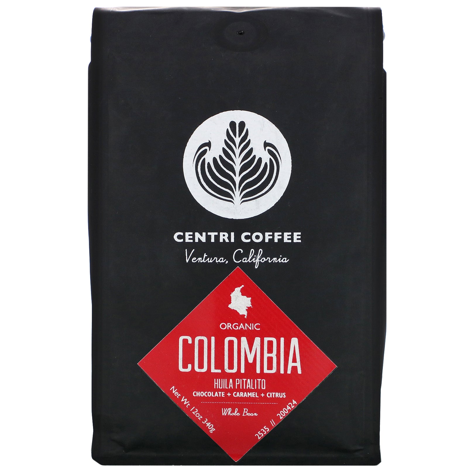 Cafe Altura, Organic Centri Coffee, Colombia, Whole Bean, Chocolate + Caramel + Citrus, 12 oz (340 g)