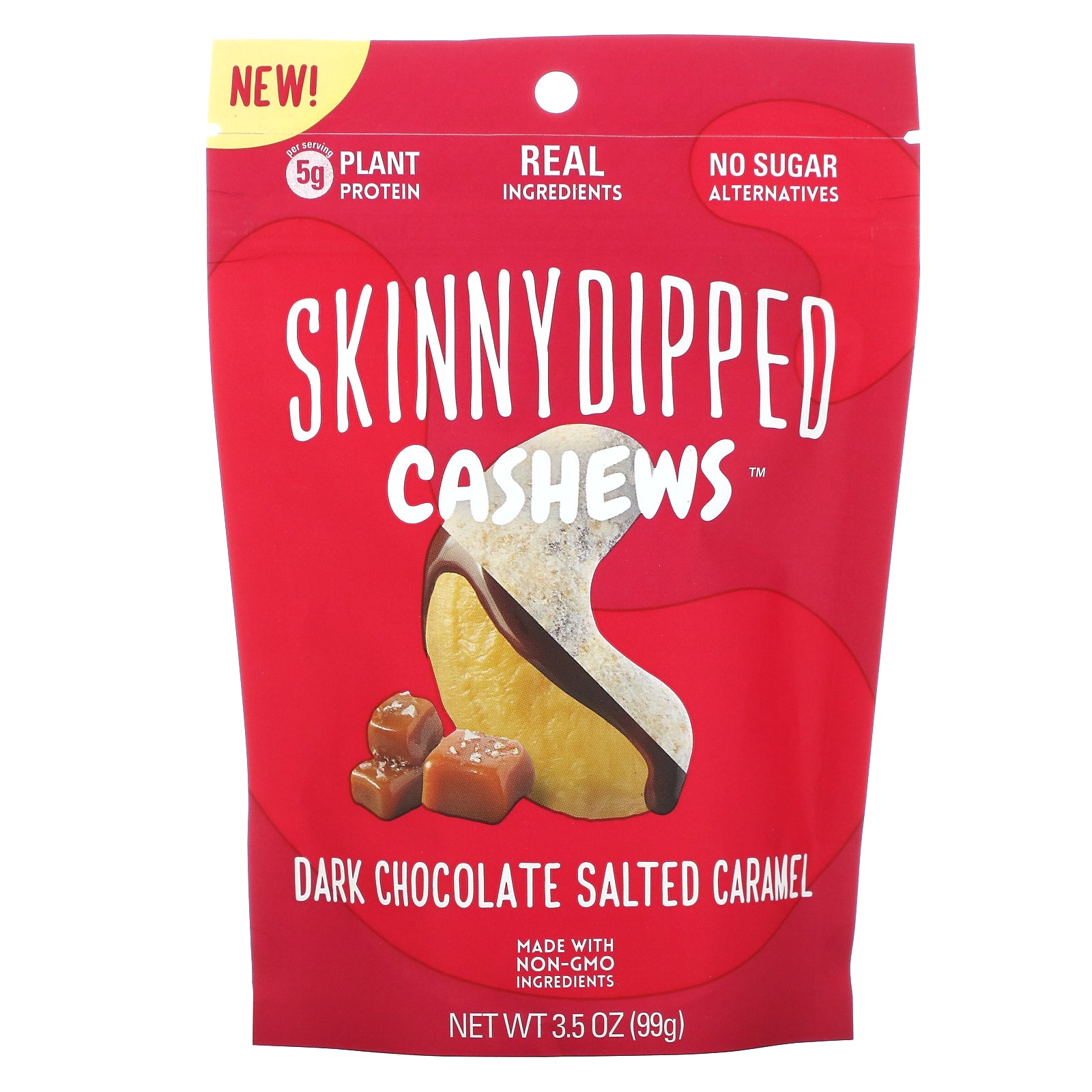 SkinnyDipped, Skinny Dipped Cashews, Dark Chocolate Salted Caramel, 3.5 oz (99g)