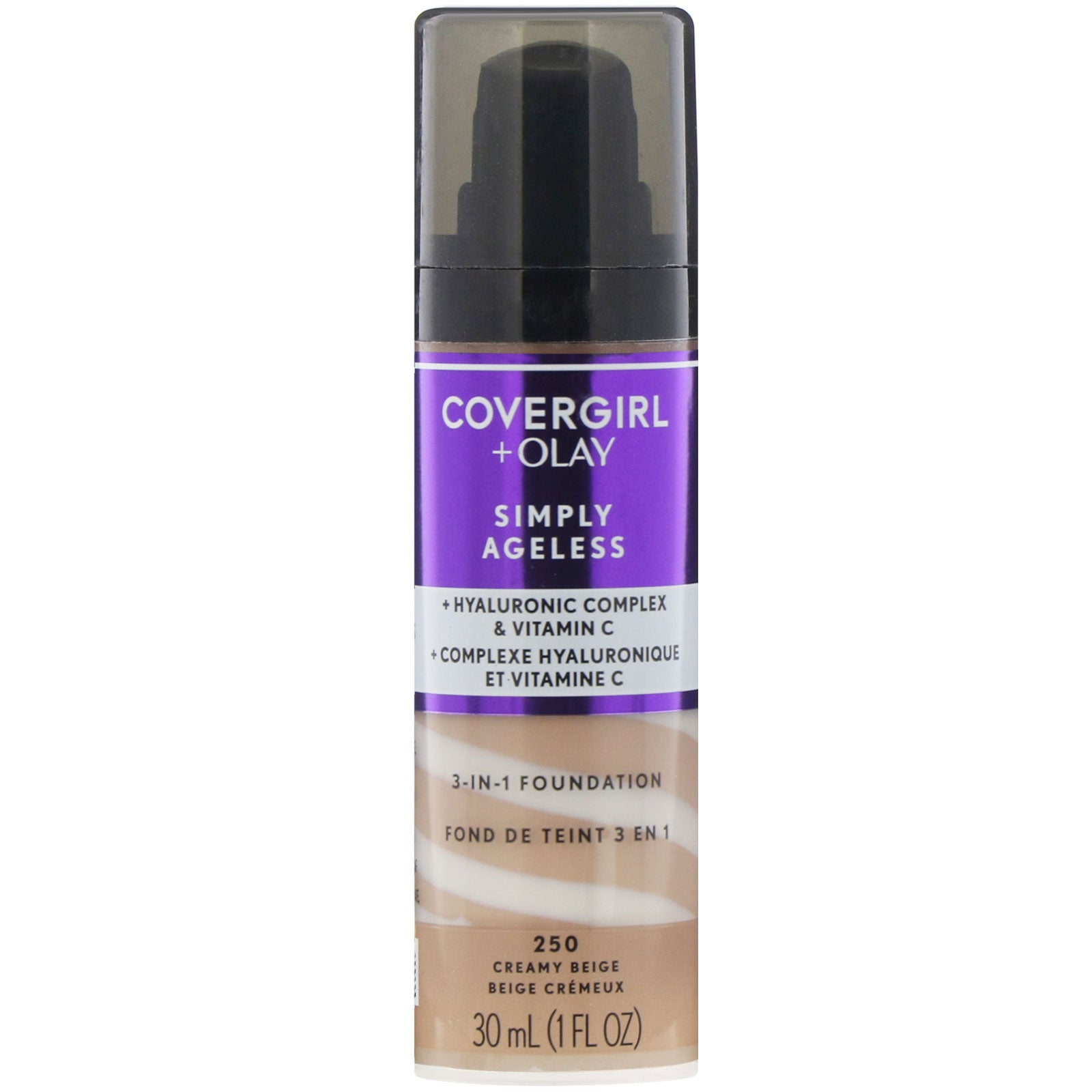 Covergirl, Olay Simply Ageless, 3-in-1 Foundation, 250 Creamy Beige, 1 fl oz (30 ml)