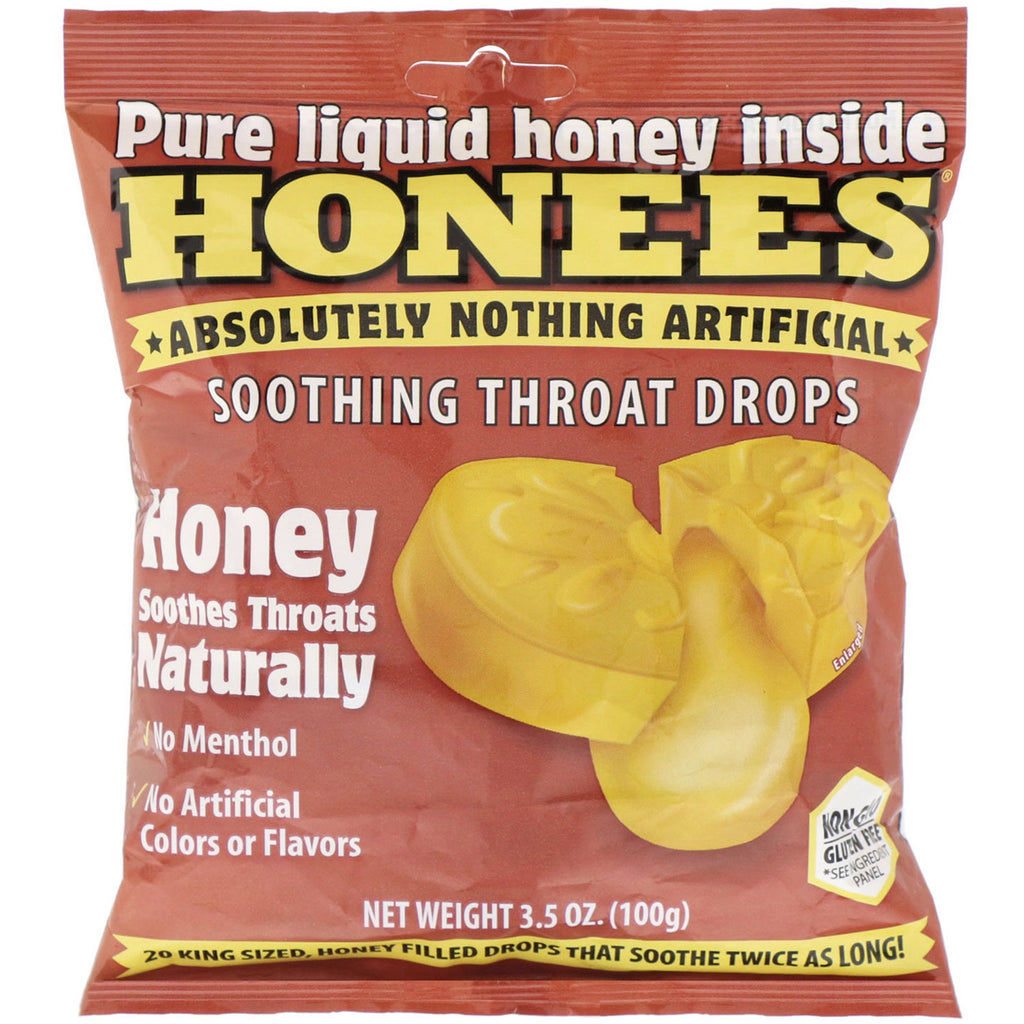 Honees, Soothing Throat Drops, Honey, 20 King Size Drops