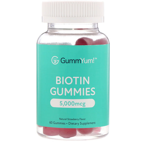 GummYum!, Biotin Gummies, Natural Strawberry Flavor, 2,500 mcg, 60 Gummies
