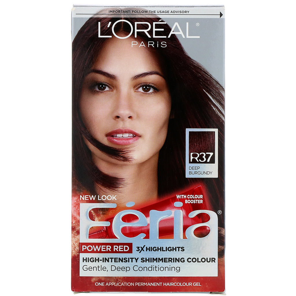 L'Oreal, Feria, Power Red, R37 Deep Burgundy , 1 Application