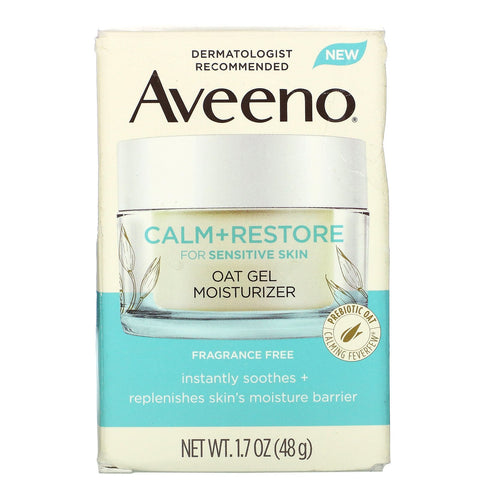 Aveeno, Calm + Restore, Oat Gel Moisturizer, Fragrance Free, 1.7 oz (48 g)