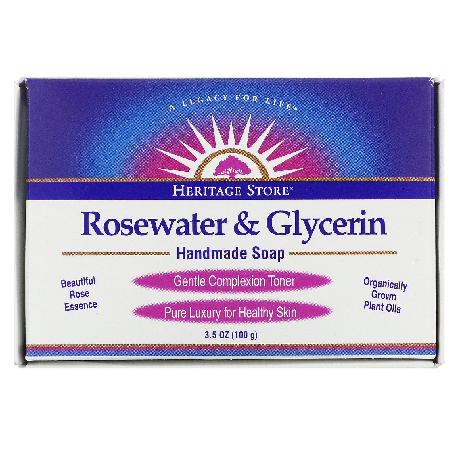 Heritage Store, Rosewater & Glycerin, Handmade Soap, 3.5 oz (100 g)