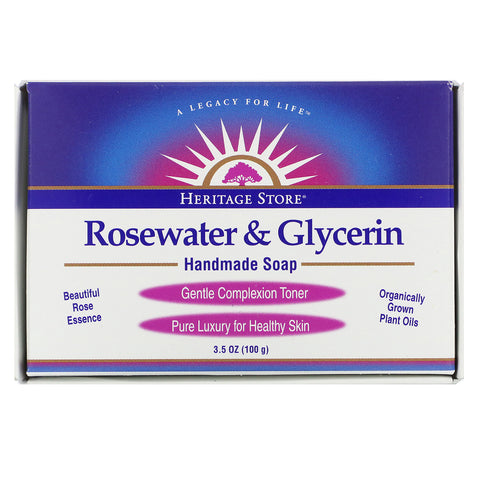 Heritage Store, Rosewater & Glycerin, Handmade Soap, 3.5 oz (100 g)