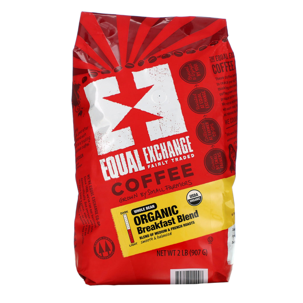 Equal Exchange, Organic, Coffee, Breakfast Blend, Whole Bean, 2 lb (907 g)