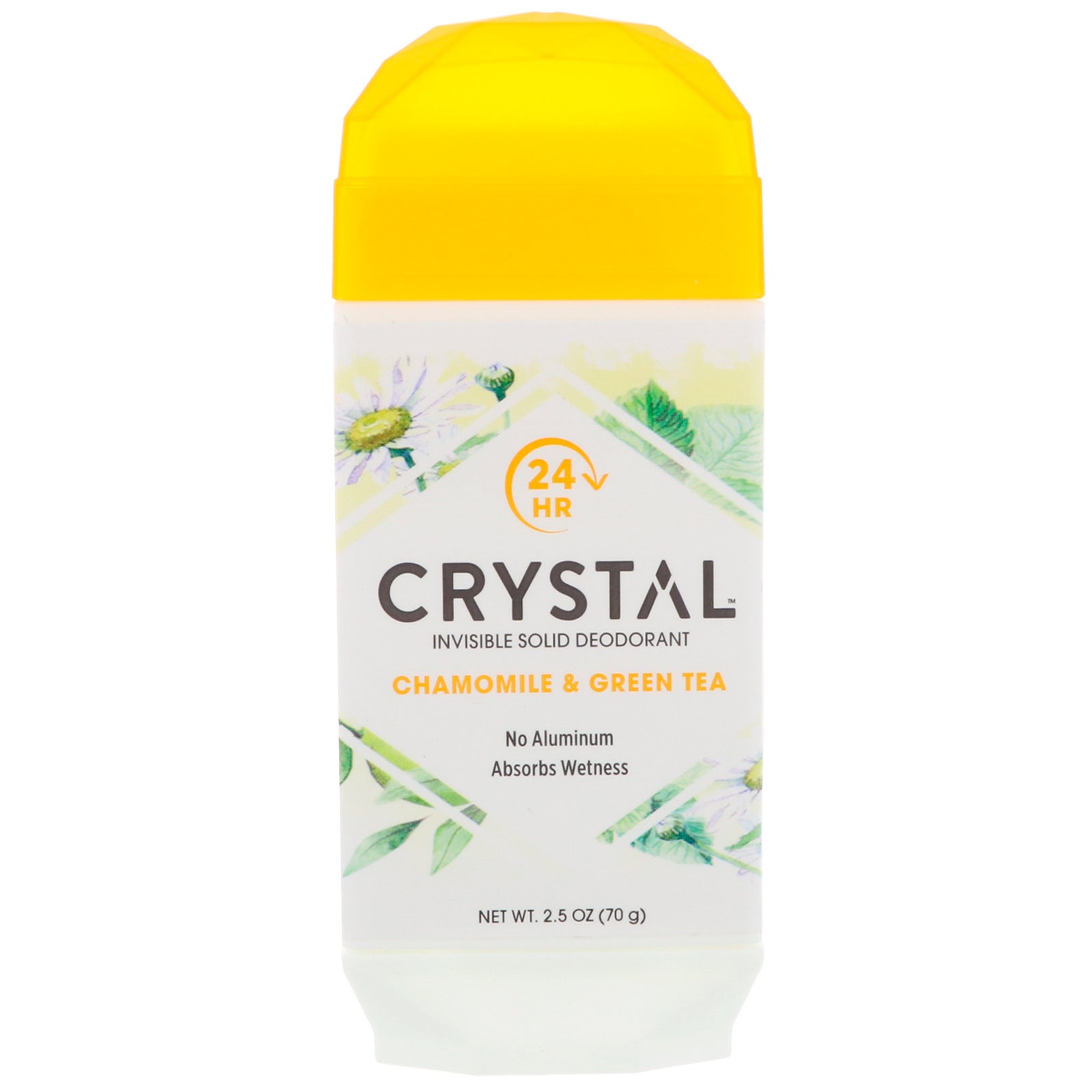 Crystal Body Deodorant, Invisible Solid Deodorant, Chamomile & Green Tea, 2.5 oz (70 g)