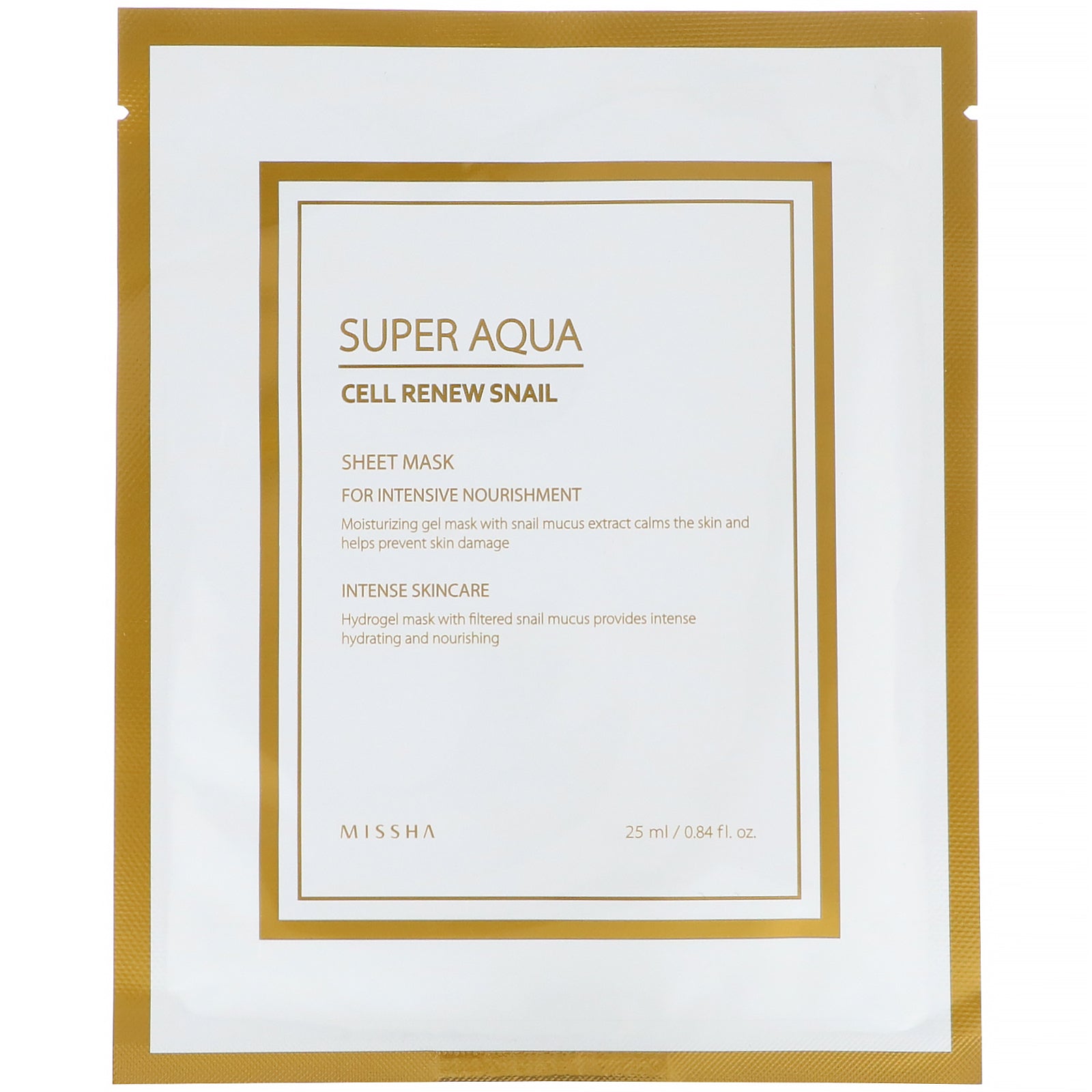 Missha, Super Aqua, Cell Renew Snail Sheet Mask, 1 Sheet, 0.84 fl oz (25 ml)