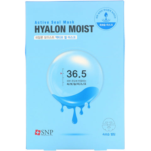 SNP, Hyalon Moist, Active Seal Beauty Mask, 5 Sheets, 1.11 fl oz (33 ml) Each