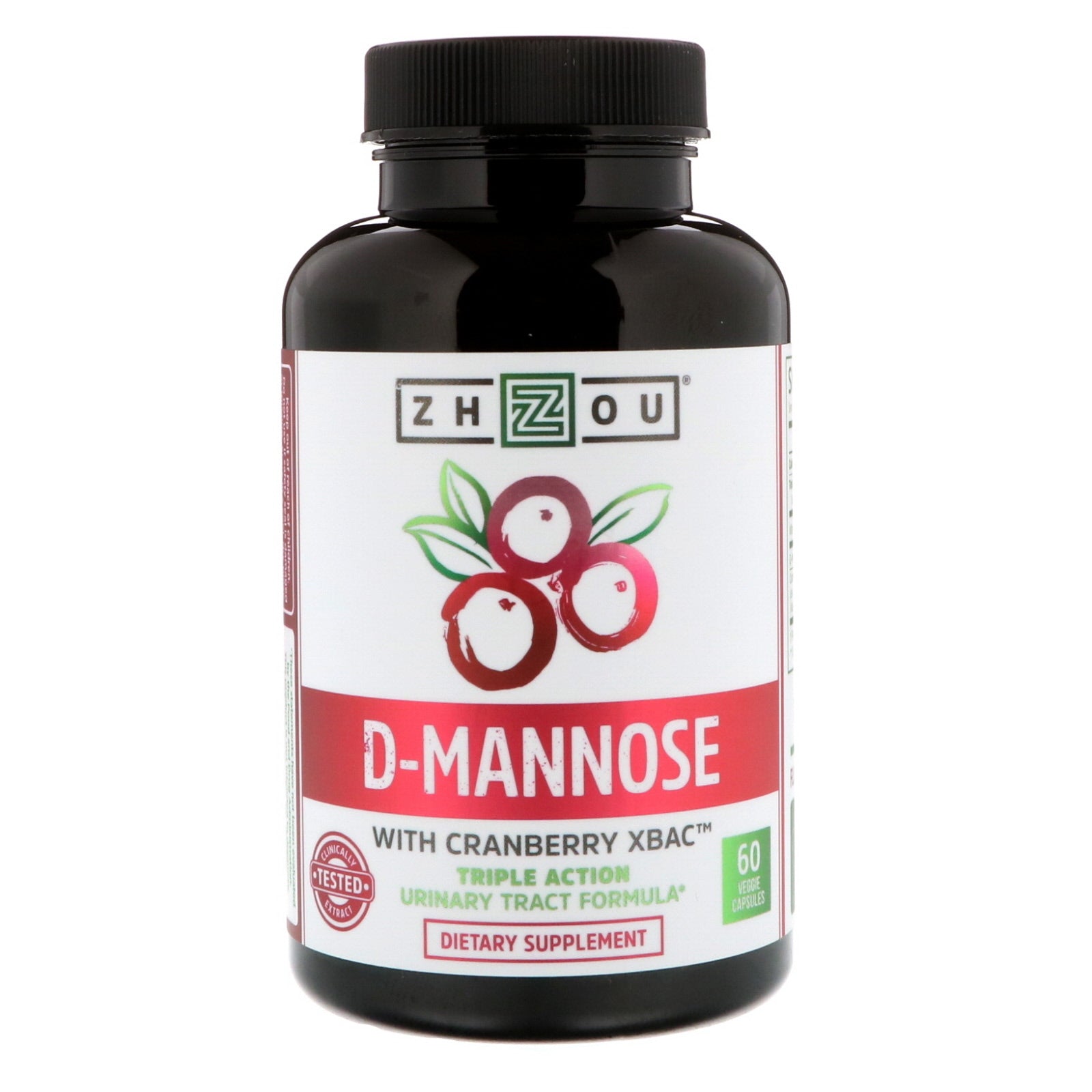 Zhou Nutrition, D-Mannose with Cranberry XBAC, 60 Veggie Capsules