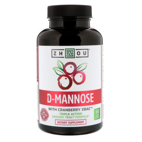 Zhou Nutrition, D-Mannose with Cranberry XBAC, 60 Veggie Capsules