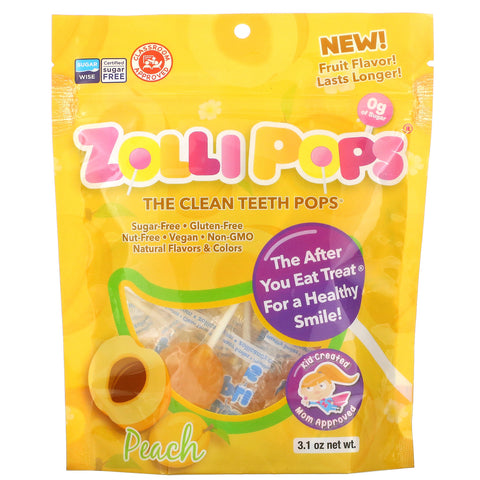 Zollipops, The Clean Teeth Pops, Peach, 3.1 oz