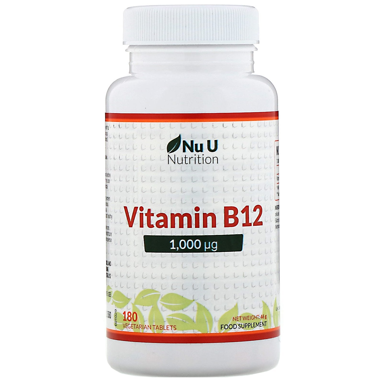 Nu U Nutrition, Vitamin B12, 1,000 µg, 180 Vegetarian Tablets