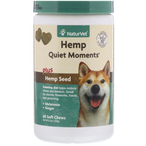 NaturVet, Hemp Quiet Moments, Plus Hemp Seed, 60 Soft Chews, 6.3 oz (180 g)