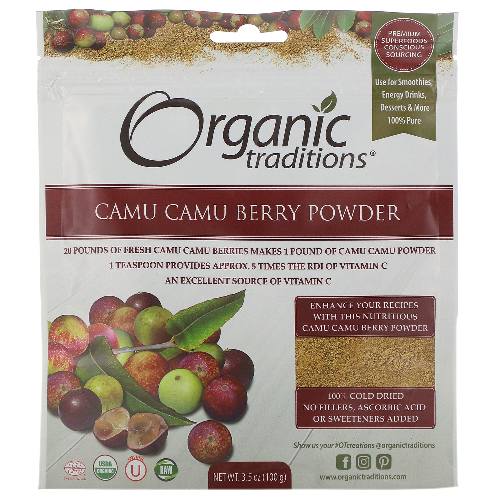 Organic Traditions, Camu Camu Berry Powder, 3.5 oz (100 g)