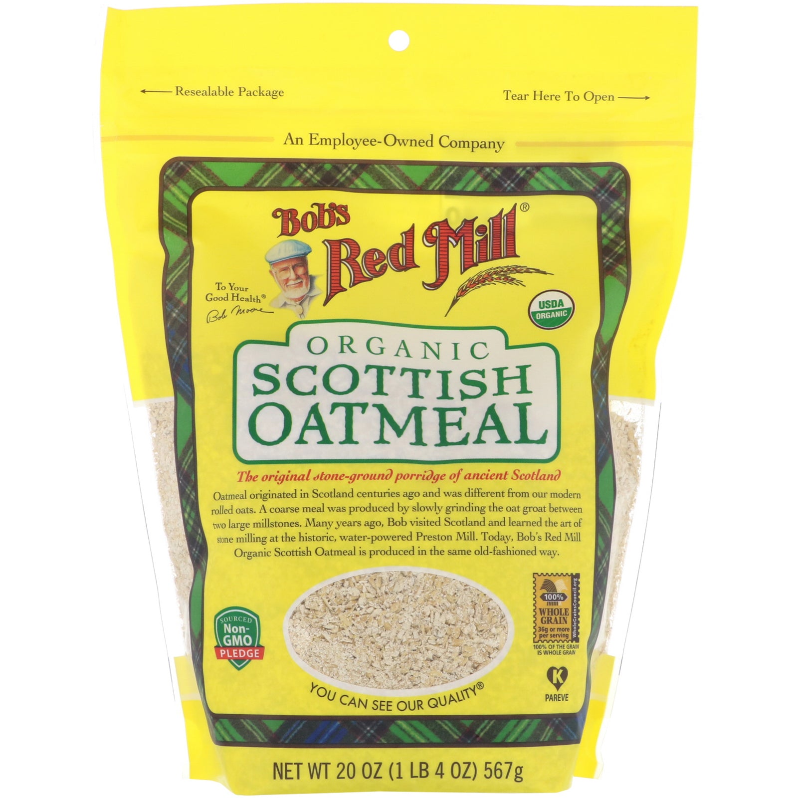 Bob's Red Mill, Organic Scottish Oatmeal, 20 oz (567 g)